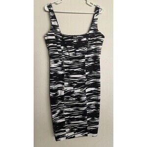 Calvin Klein Black and White Empire Waist Dress 12 Classic Formal Y2K